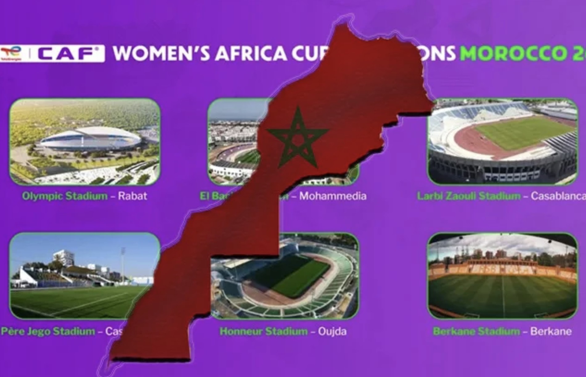 La CAN féminie se déroulera dans 6 stades.