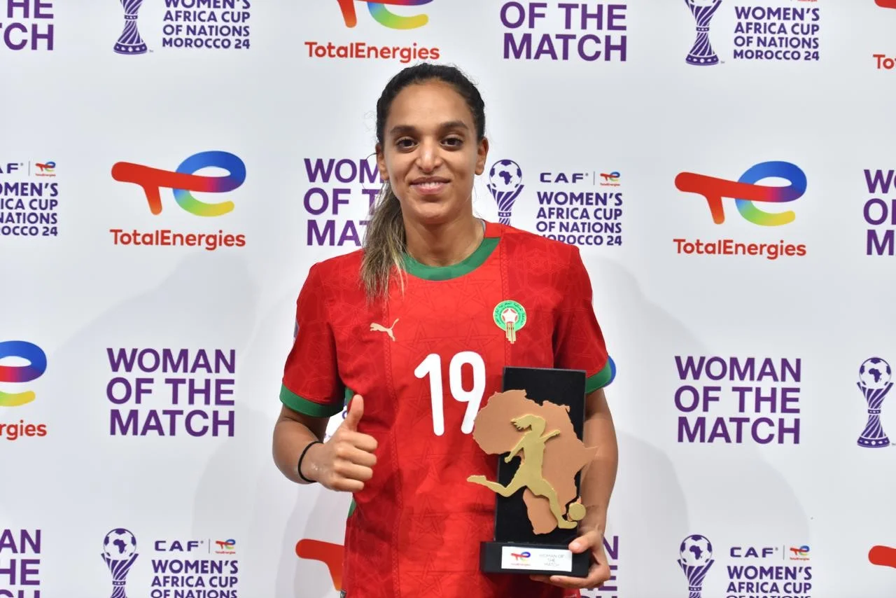 Sakina Ouazraoui, élue meilleure joueuse du match Maroc - Ghana comptant pour la demi-finale de la CAN féminine.