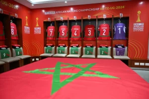 alt= Le Onze du Maroc face au Sénégal au CHAN 2024