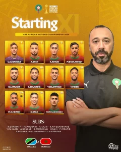 alt)= Onze de départ du Maroc-Tanzanie CHAN 2024