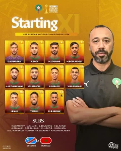 alt= Composition du Maroc face à la RD Congo