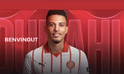 alt= Ounahi avec le maillot de Girona FC.