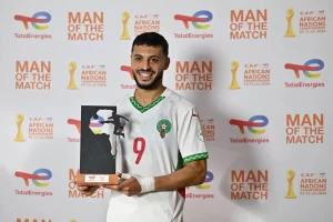 alt=Oussama Lamlioui homme du match Maroc – RDC