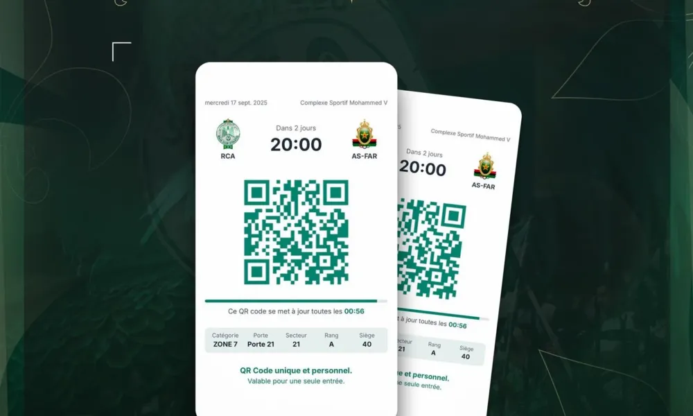 Billets Raja vs ASFAR : les prix des billets Raja-AS FAR débutent à 60 DH
