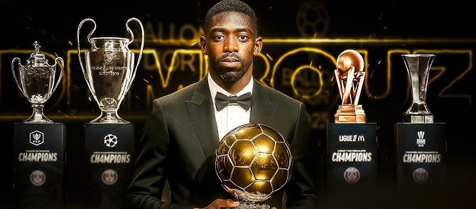 alt= Ousmane Dembélé remporte le Ballon d'or 2025