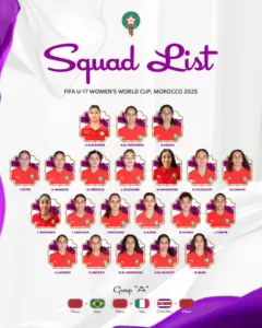 alt= Liste du Maroc pour le Mondial féminin U17