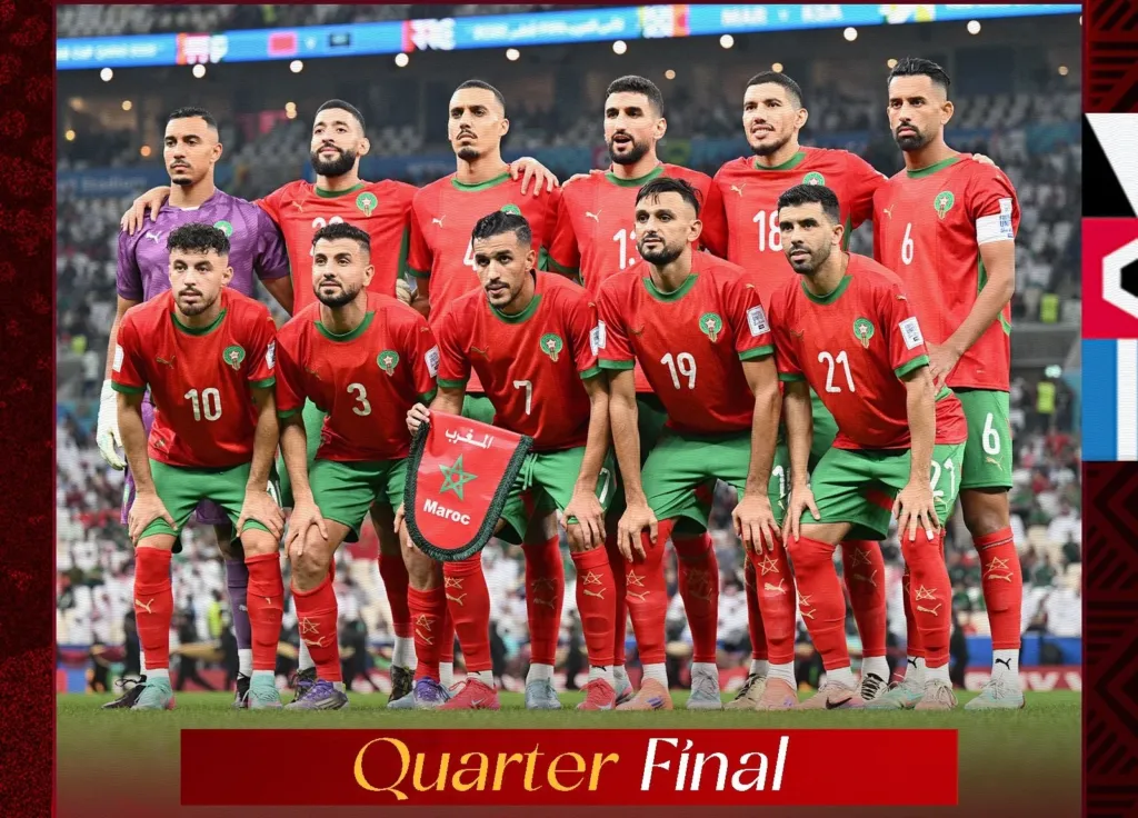 alt= Maroc vs Syrie en quart de finale de la Coupe arabe 2025.