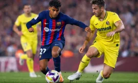 Alt= Lamine Yamal en action contre Villareal. Image générée par L'IA.