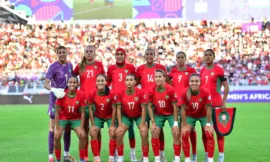 alt= Le Onze du Maroc féminin face au Burkina Faso.