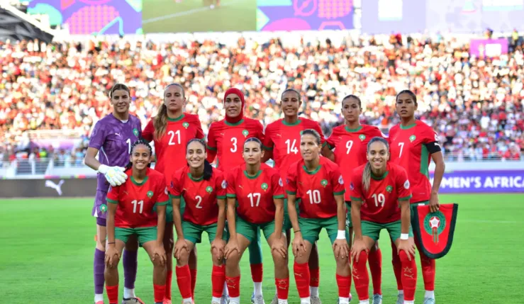 alt= Le Onze du Maroc féminin face au Burkina Faso.