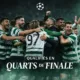 Alt= Joueurs du Sporting CP célébrant leur qualification en quarts de finale de la Ligue des champions après une victoire décisive, réunis en cercle sur la pelouse dans une ambiance de joie intense.