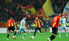 ALT= phase de jeu de la rencontre Espérance de Tunis ( Al Ahly en quart de finale aller de la Ligue des Champions.