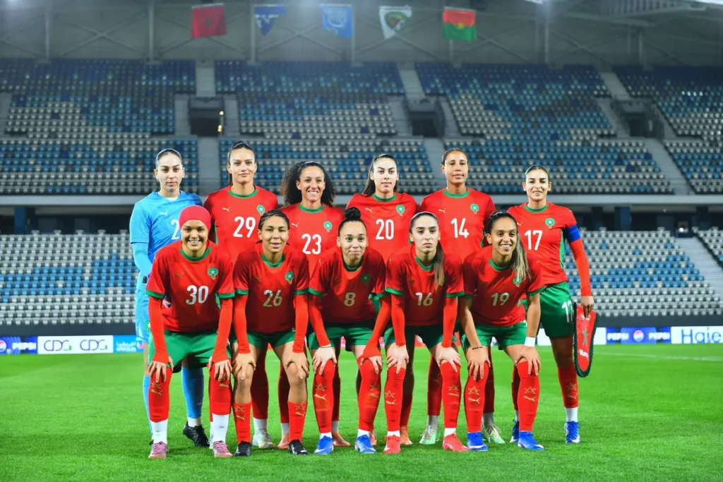 ALT= Le Onze de la sélection marocaine féminine qui a débuté le match contre le Burkina Faso.