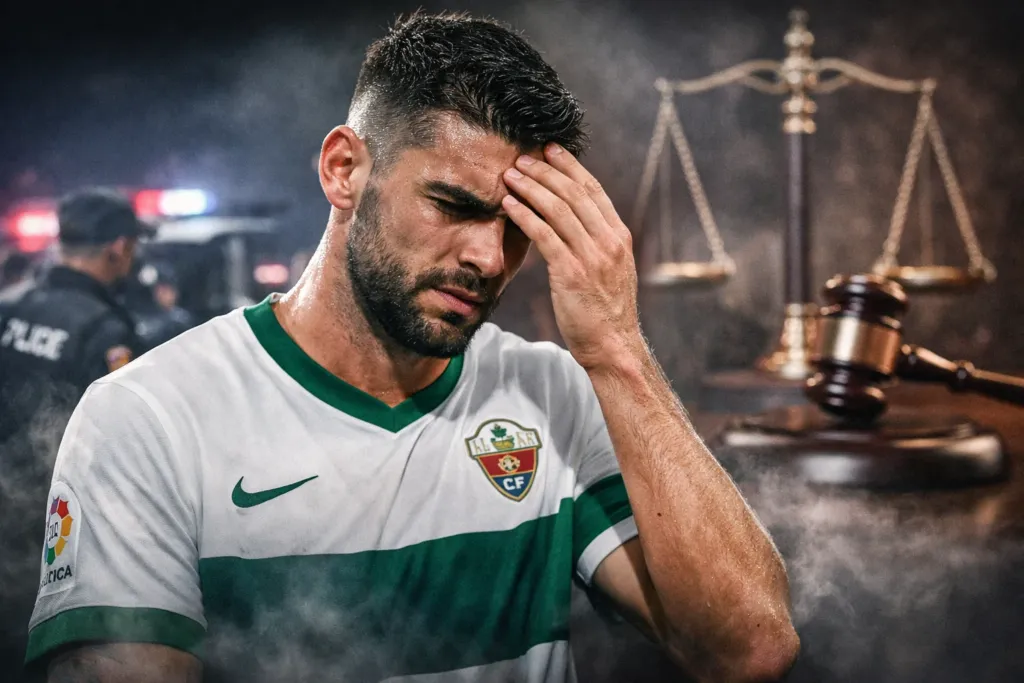 alt= Rafa Mir dans la tourmente. Le joueur d'Elche est accusé de violence sexuelle contre une jeune femme. Il risque jusqu'à 10 ans de prison.