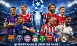 Alt= les huit équipes qualifiées en quart de finale de la Ligue des champions UEFA.