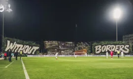 ALT= tifo Ultra Sharks Olympic Safi "Without Borders"