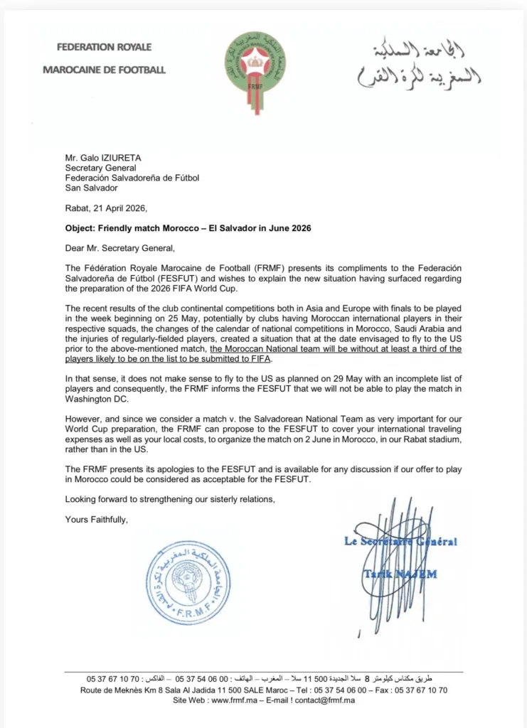 Alt= Maroc Salvador Rabat 2 juin 2026