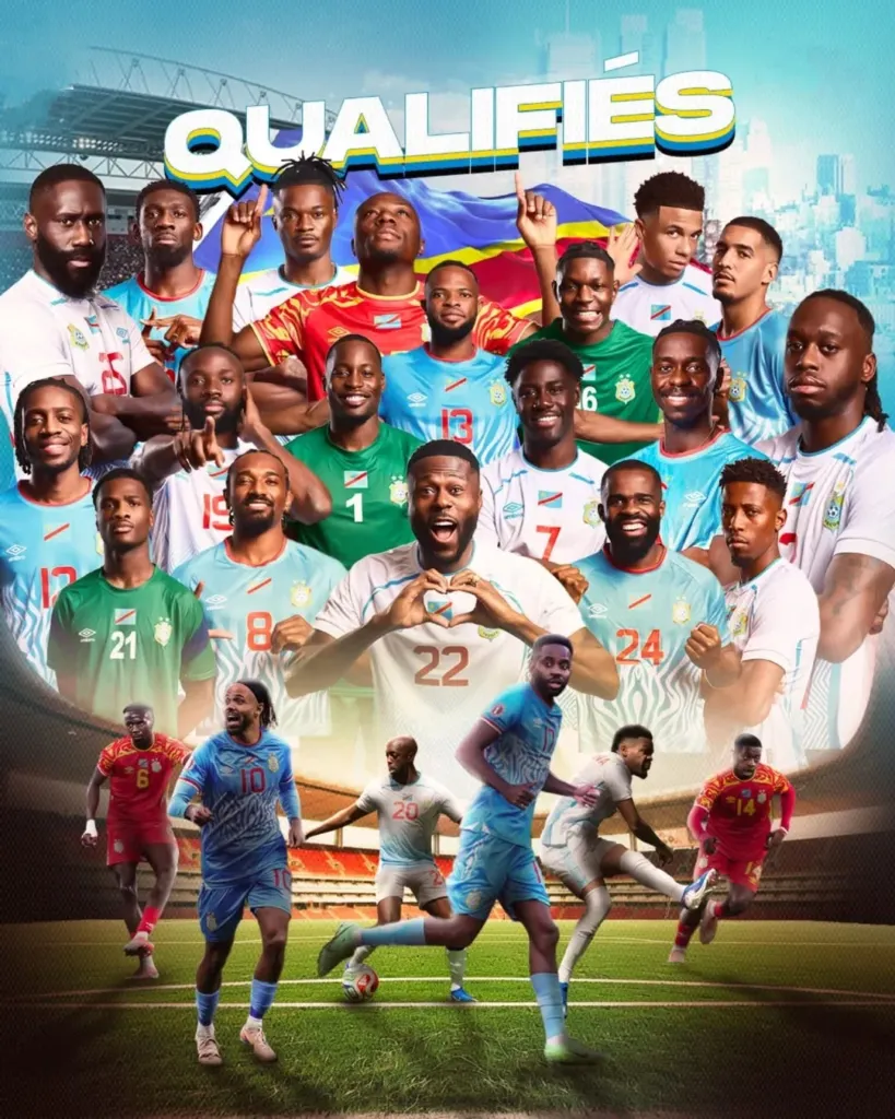 Alt= La RD Congo est qualifiée en Coupe du monde 2026 après sa victoire sur la Jamaique 1-0 lors du barrage continental.