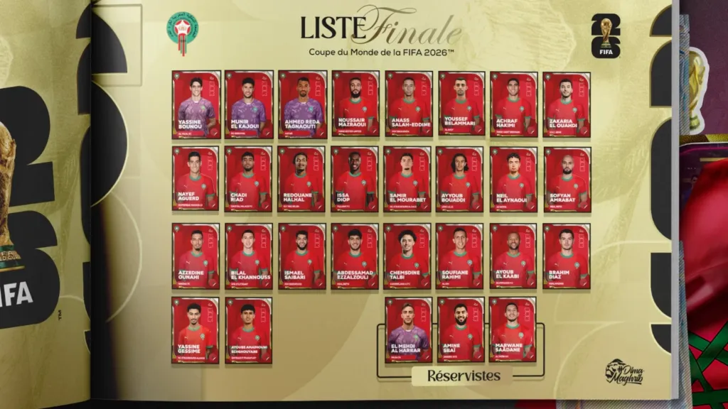 alt= liste des Lions de l’Atlas pour la Coupe du Monde 2026