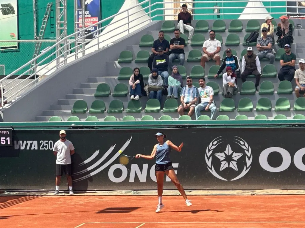 alt= Diae El Jardi éliminée par T. Maria au GP Lalla Meryem de tennis.