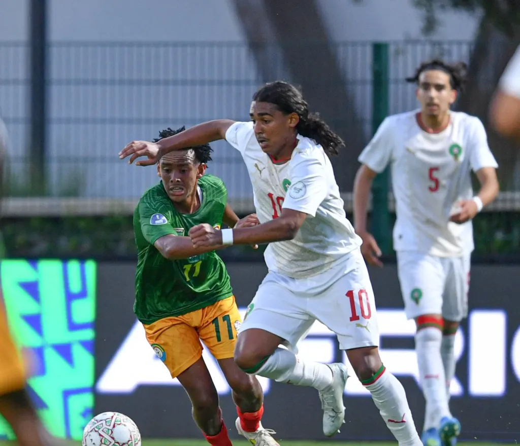 alt= CAN U17 le Maroc bat l’Éthiopie (2-1) lors de la 2e journée de la phase de groupe de la CAN U17. 