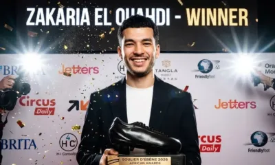 Alt= Zakaria El Ouahdi remporte le Soulier d'Ébène 2026.