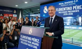 alt= Florentino Pérez réélu président du Real Madrid jusqu'en 20230. Image générée par l'IA.