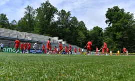 alt= Talbi et Salaheddine avec le groupe avant Maroc Brésil.