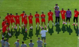 Alt= Dernier entraînement du Maroc avant Madagascar.