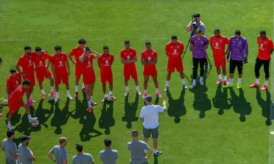 Alt= Dernier entraînement du Maroc avant Madagascar.