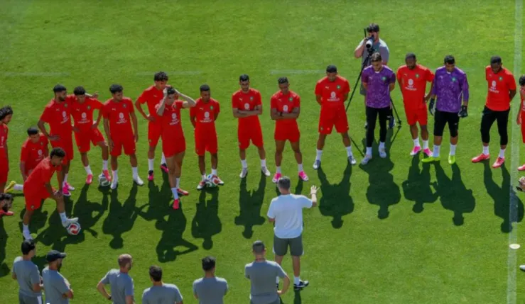 Alt= Dernier entraînement du Maroc avant Madagascar.