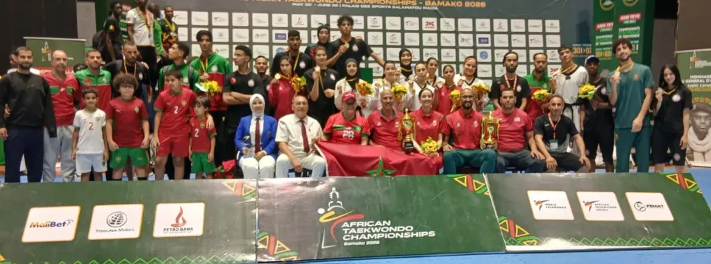 alt= Le Maroc champion d'Afrique de taekwondo 2026