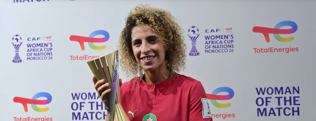 alt= Sanaa Mssoudy MVP du match Maroc Algérie