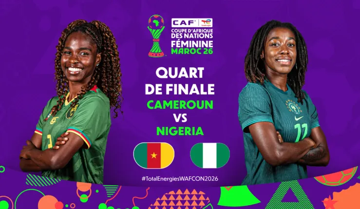 alt= Le Cameroun mène à la pause face au Nigeria (1-0).
