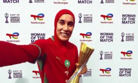 Alt= Nouhaila Benzina élue MVP Maroc - Afrique du Sud en quart de finale de la CAN féminine (2-1) en faveur des Lionnes de l'Atlas.