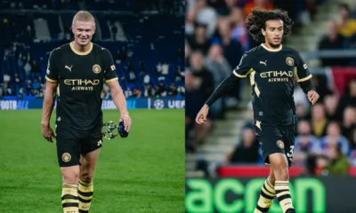 Alt= Erling Haaland sous le charme d'Ayyoub Bouaddi.