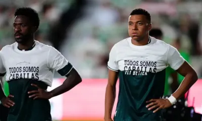 ALT= Mbappé Konaté Vinicius maillot de Ceuta